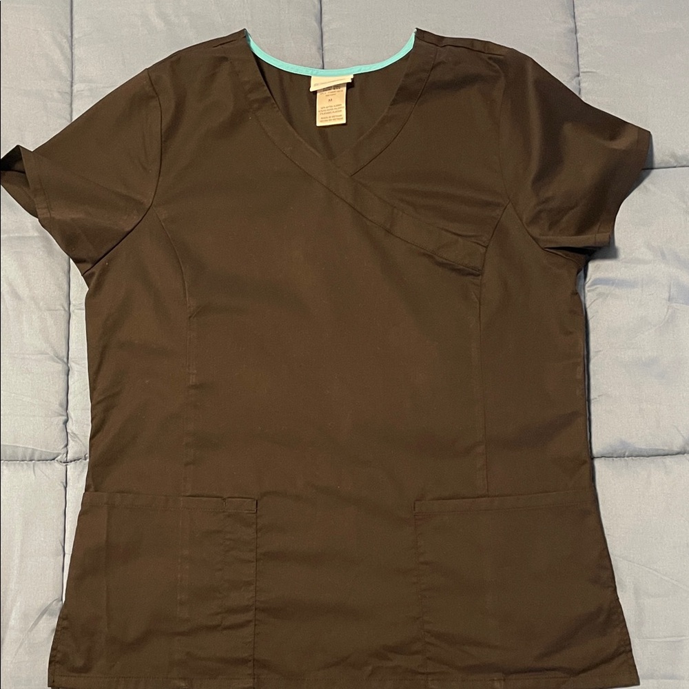 Scrubstar Black Medical Scrub Top with Teal Trim